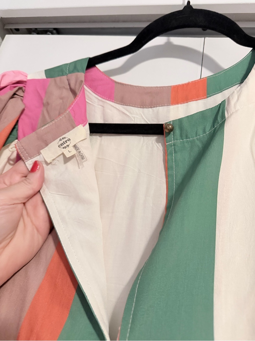 entro Multi-Color Striped Dress — Green, Pink, Coral, Cream